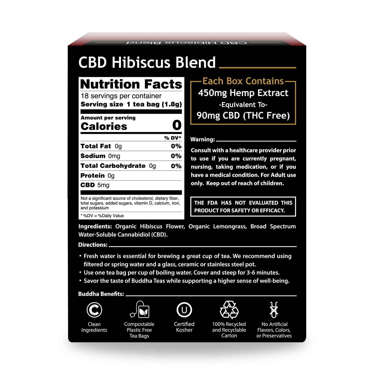 CBD Hibiscus Blend - Back Side of Box