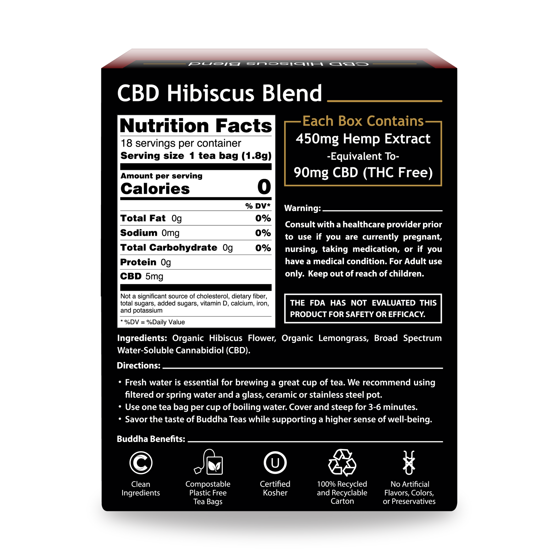 CBD Hibiscus Blend - Back Side of Box