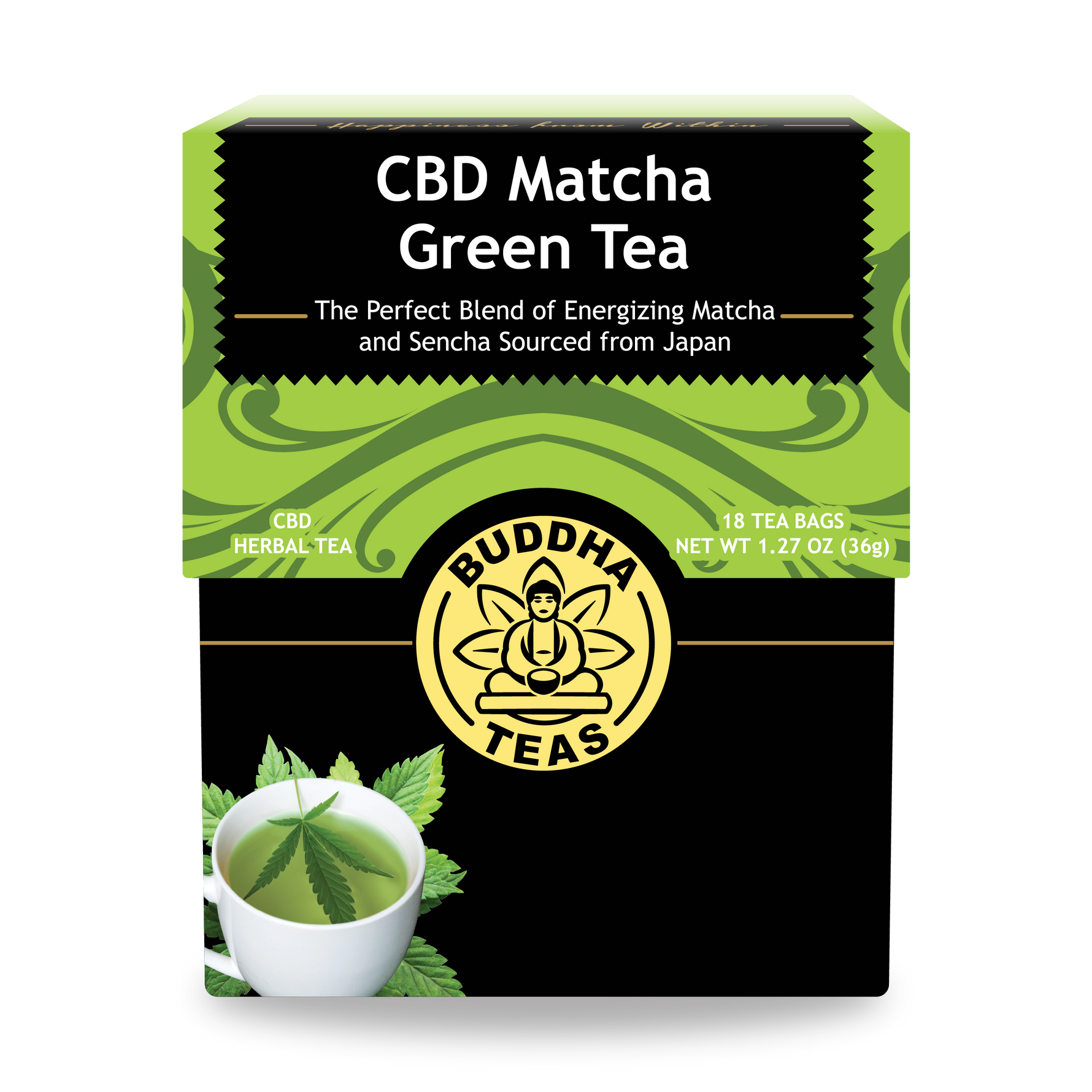 CBD Matcha Green Tea - Front Side of Box