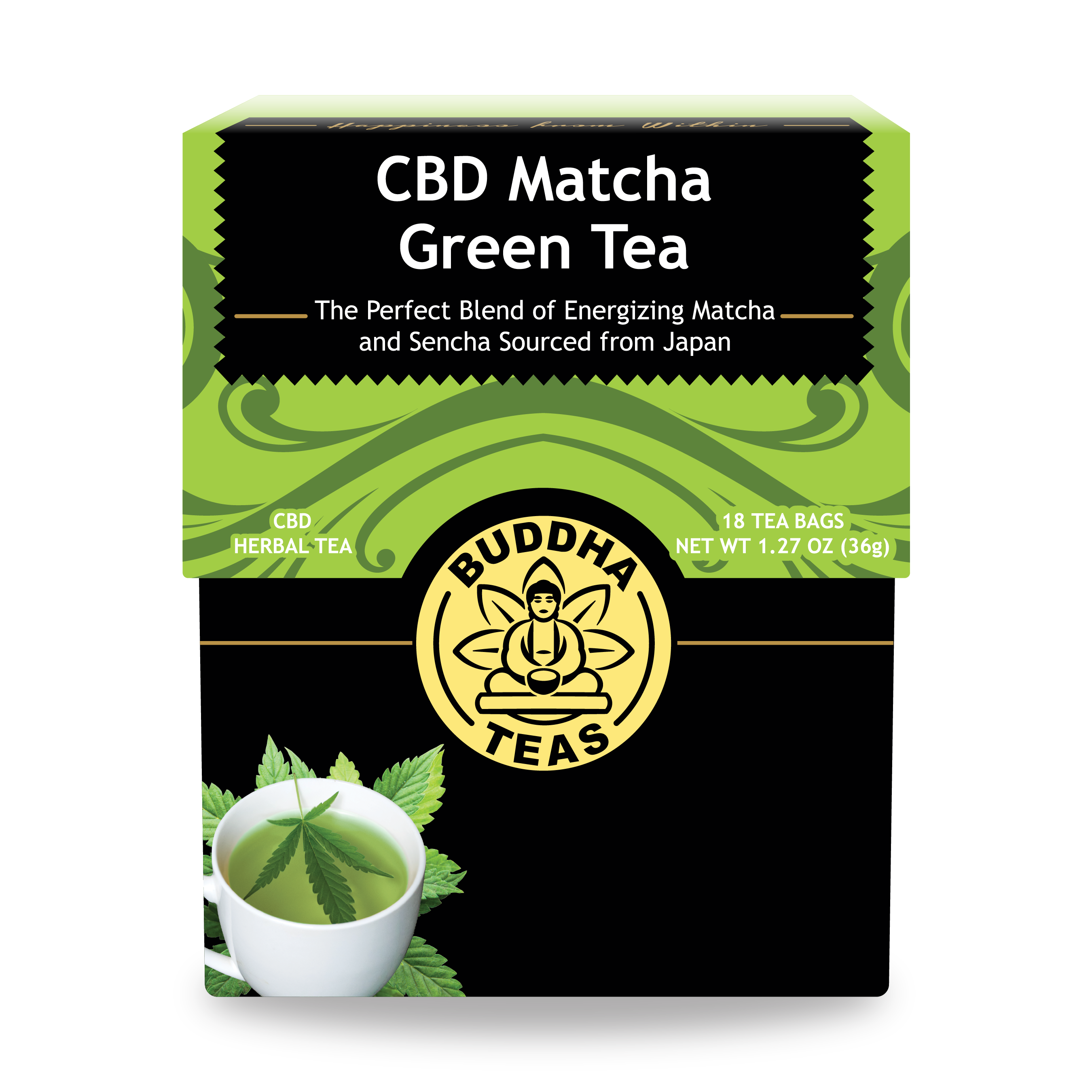 CBD Matcha Green Tea - Front Side of Box