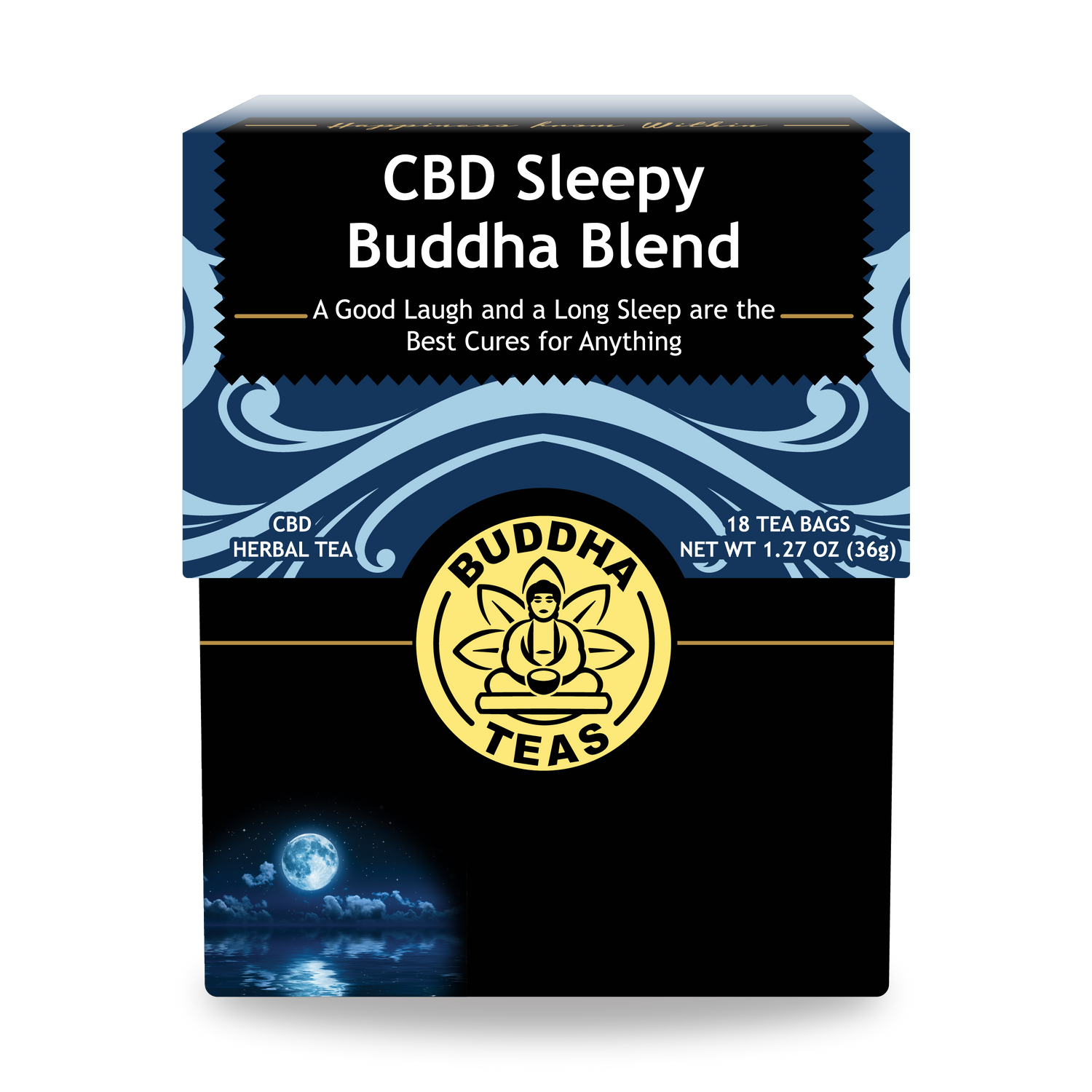 CBD Sleepy Buddha Blend - Front Side of Box