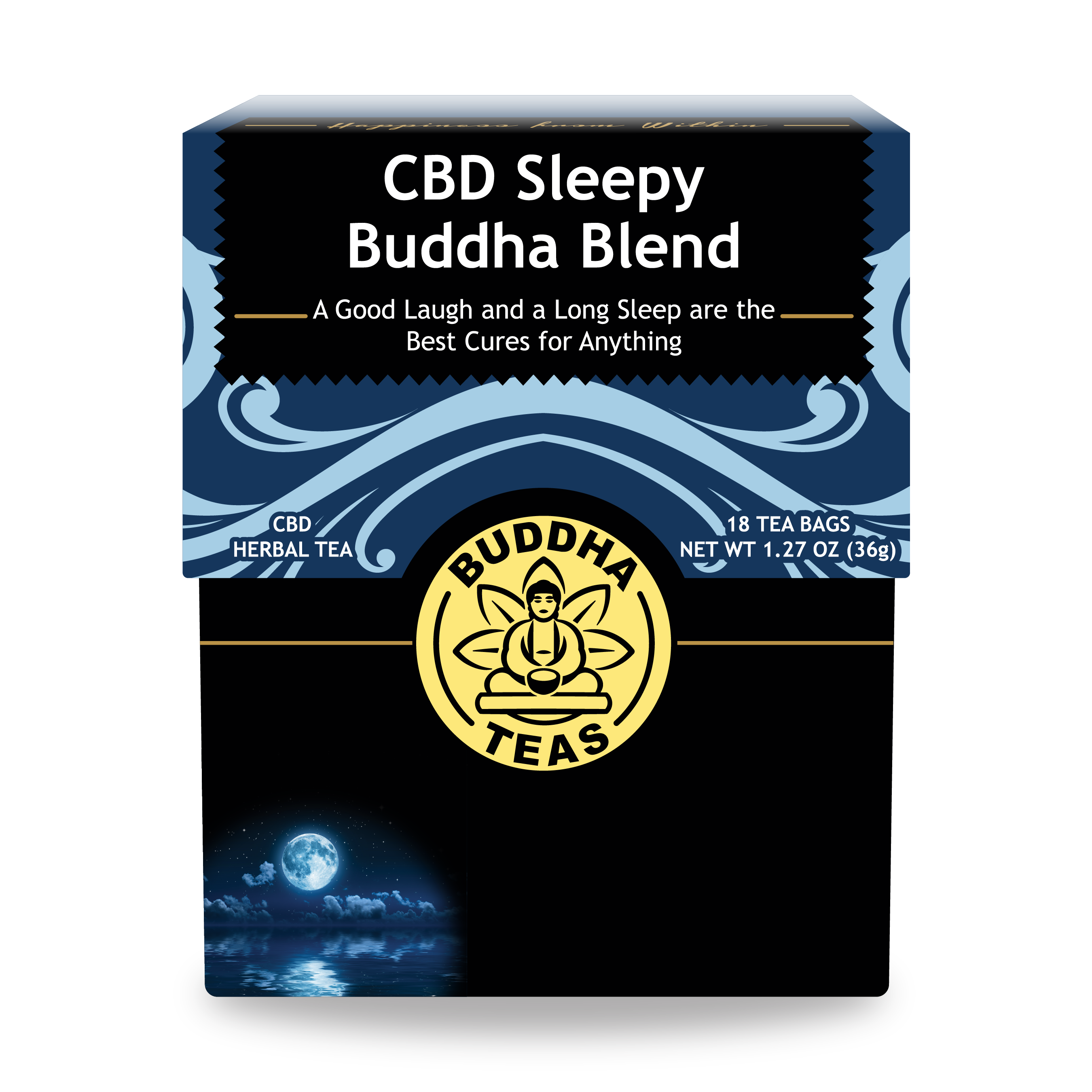 CBD Sleepy Buddha Blend - Front Side of Box